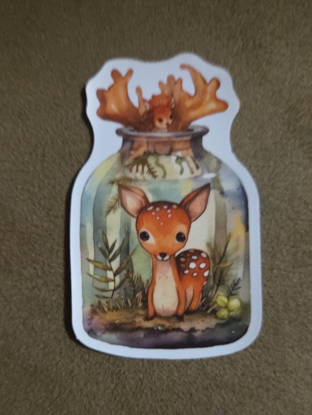 Vinyl Sticker - Woodland Fawn in a Jar